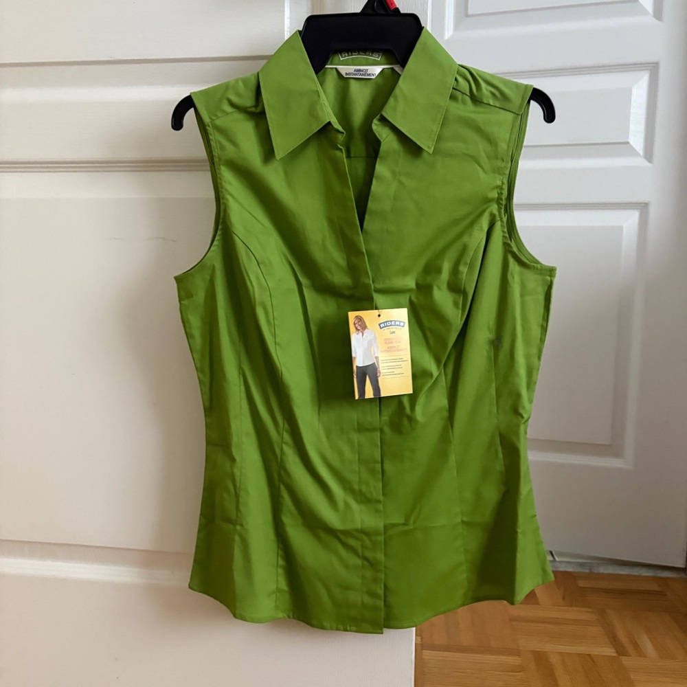 Denver Hayes Green Sleeveless Collared Top - Small